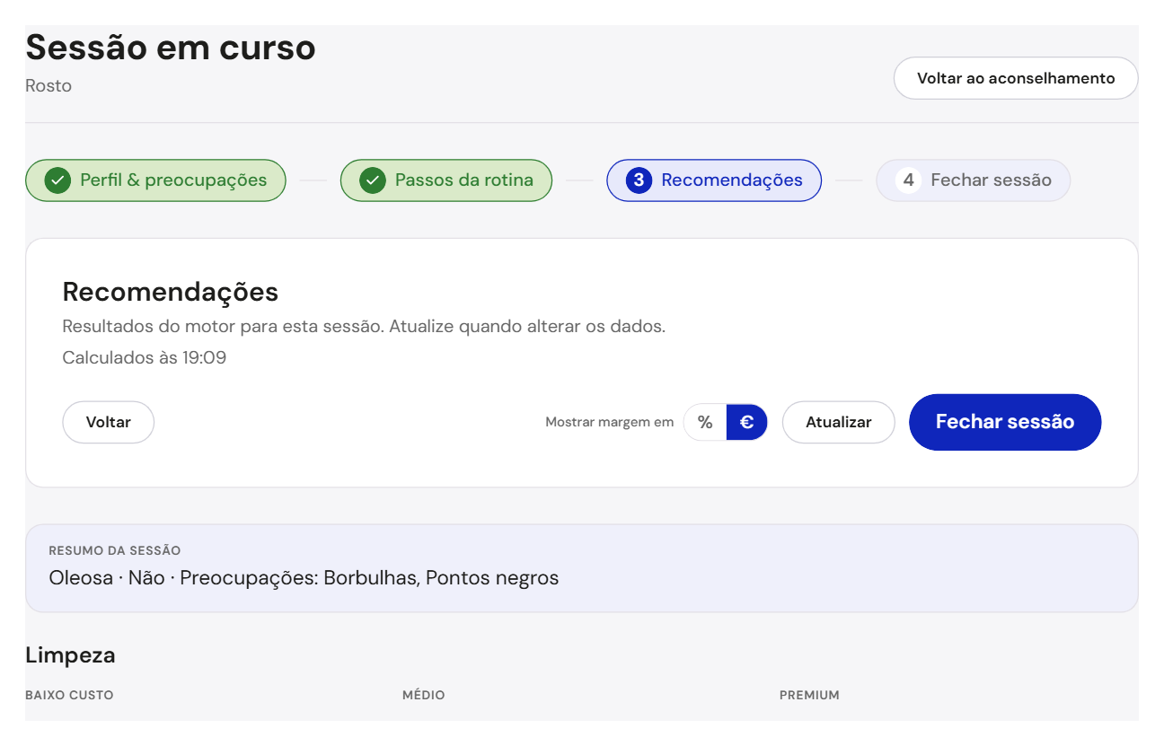 Ecrã do abitat pharma: fechar sessão